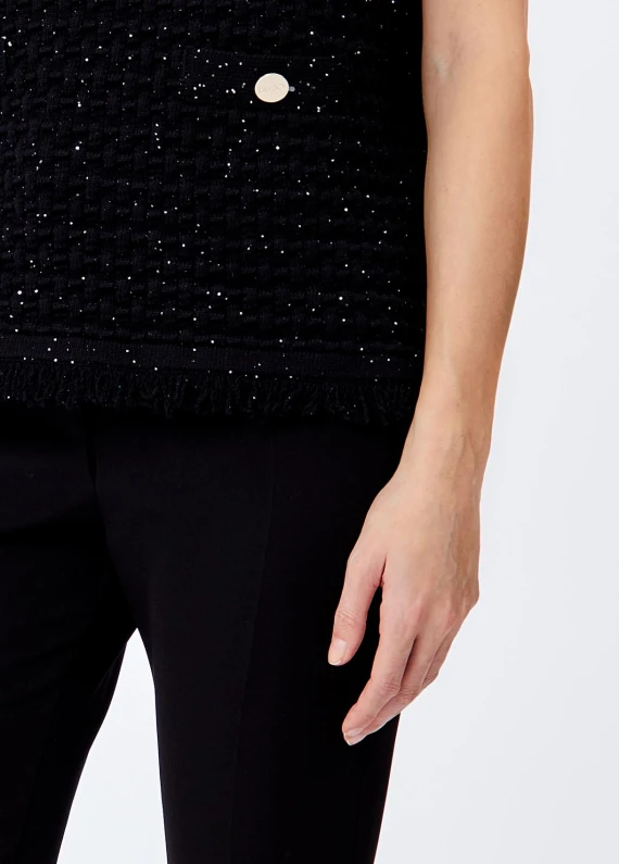 Black sleeveless knit top with buttons LIU JO COLLECTION