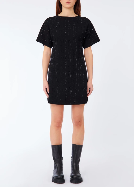 Abito corto in maglia nero