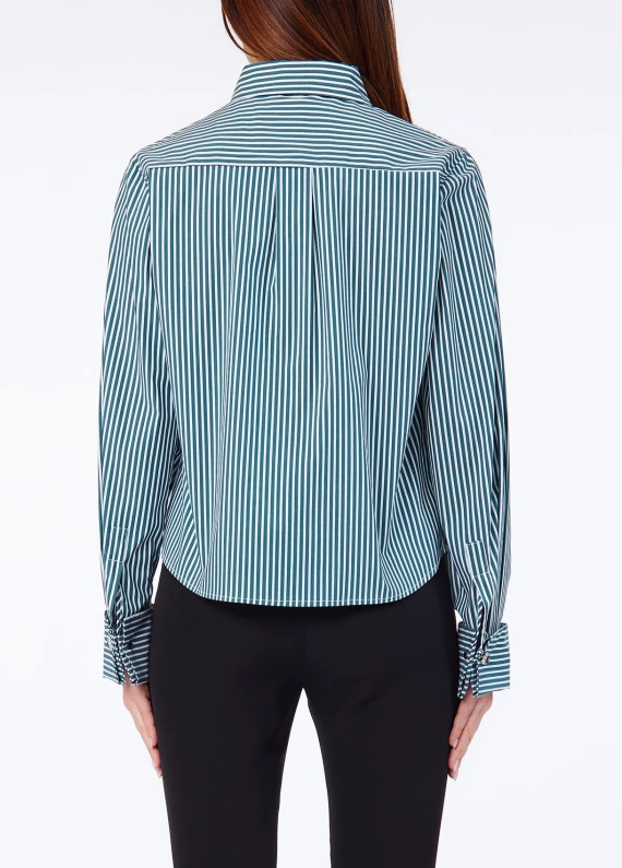 Green striped shirt with enameled buttons LIU JO COLLECTION