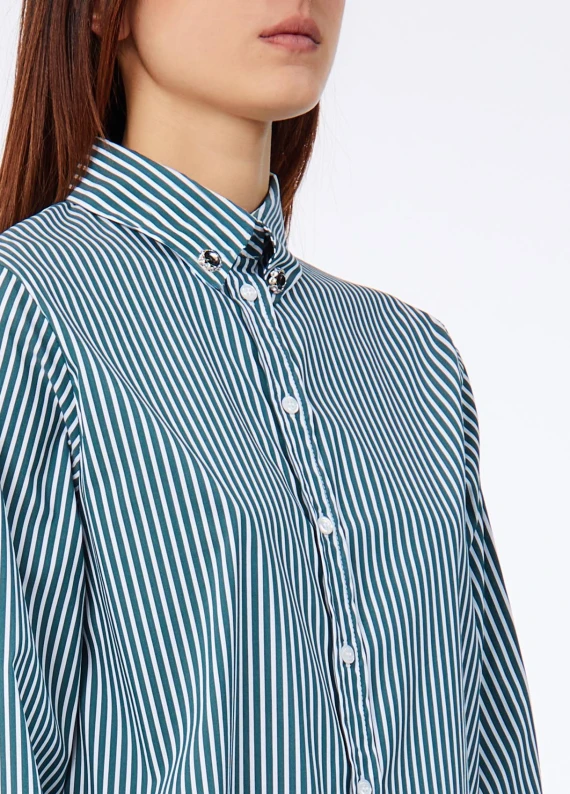 Green striped shirt with enameled buttons LIU JO COLLECTION