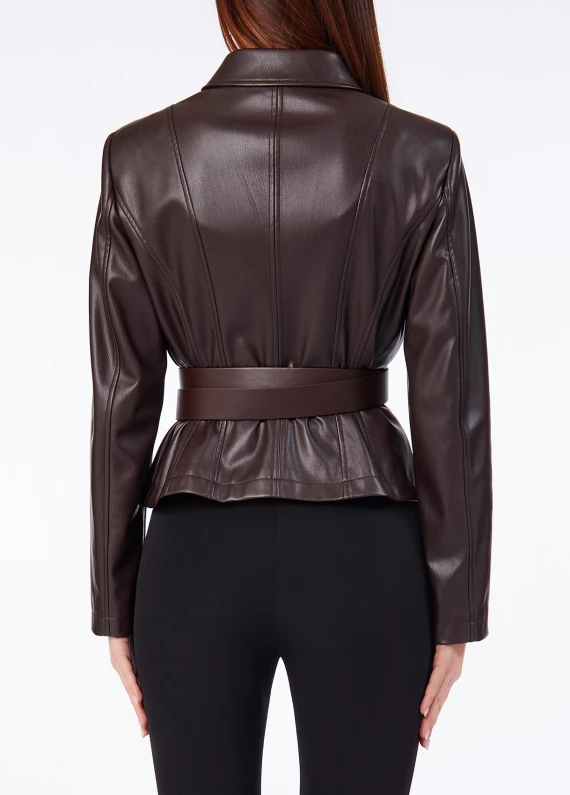 Giacca marrone scuro con cintura LIU JO COLLECTION