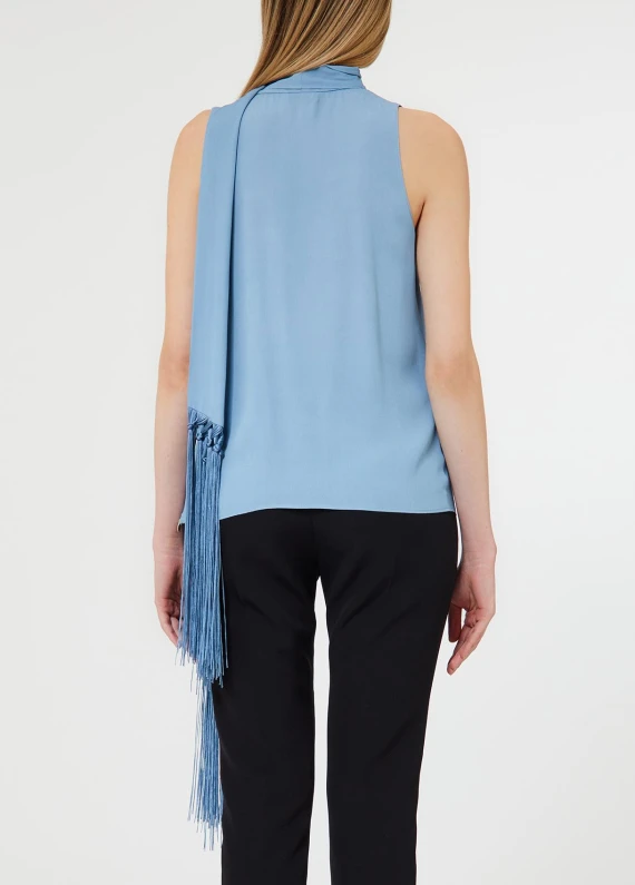 Light blue top with fringed scarf LIU JO COLLECTION
