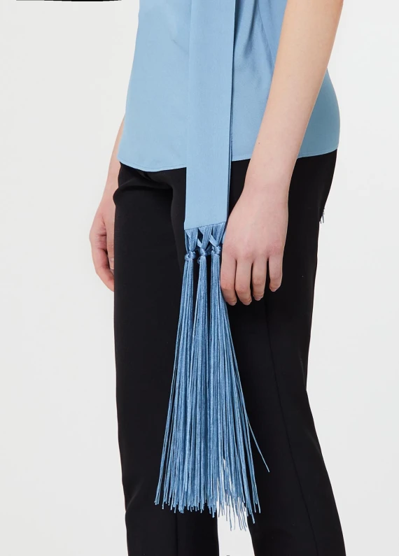 Light blue top with fringed scarf LIU JO COLLECTION