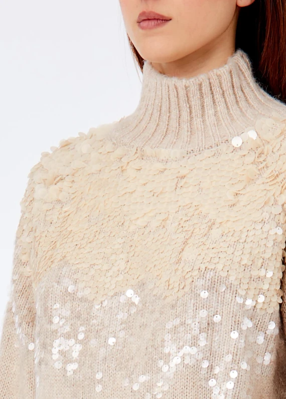 Light beige crew-neck sweater LIU JO COLLECTION