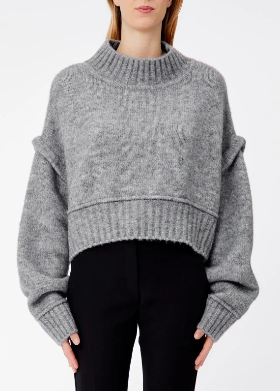 Maglia a collo alto grigio melange