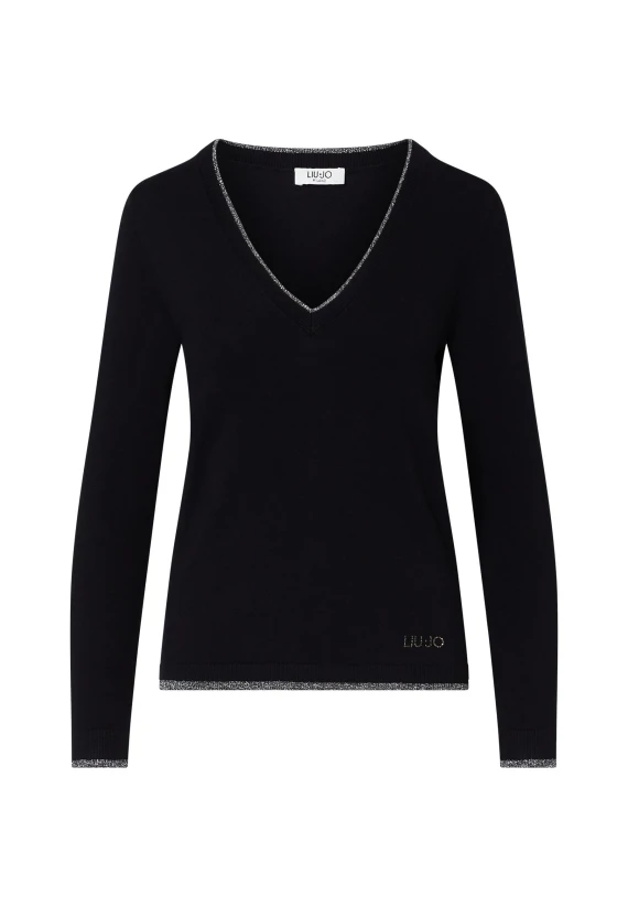 Black sweater with V-neck LIU JO JEANS FASHION