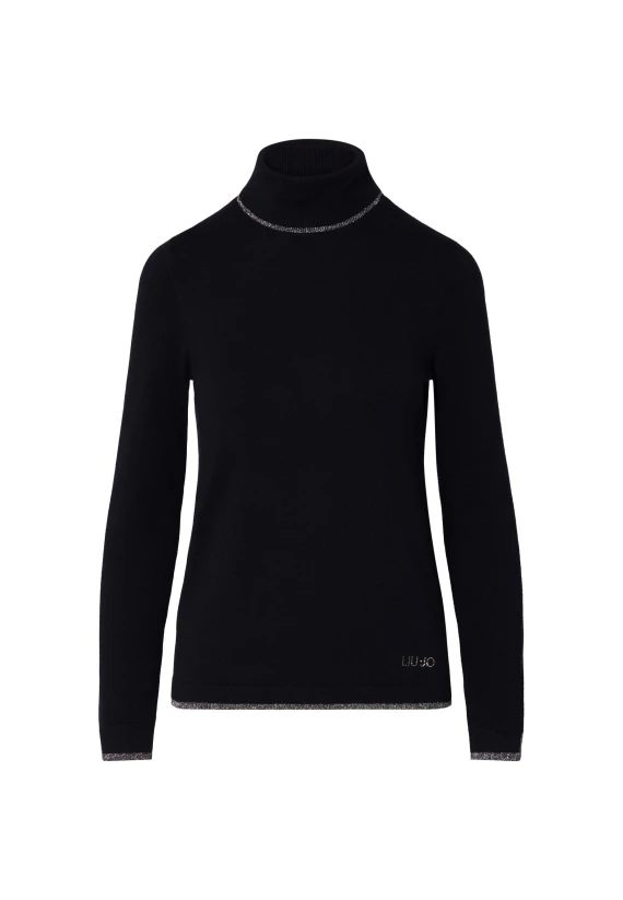Black turtleneck with Lurex trims Liu Jo
