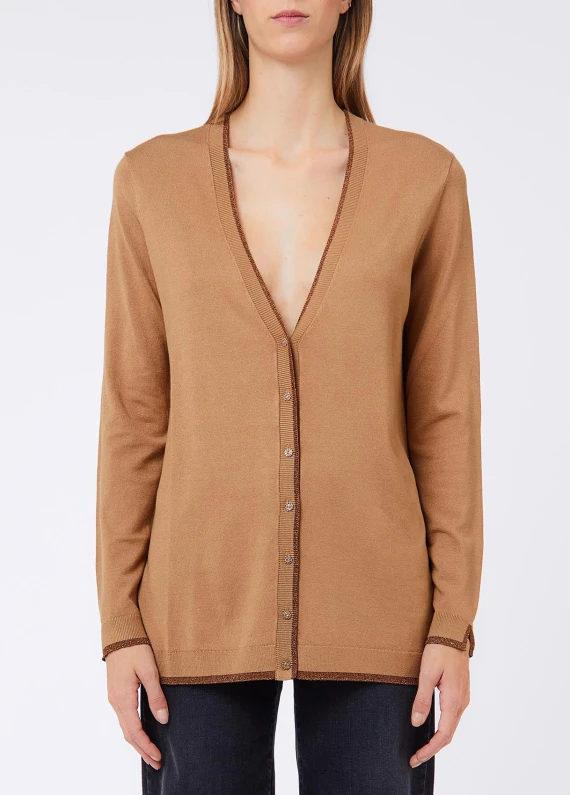 Brown open-front V-neck cardigan LIU JO JEANS FASHION