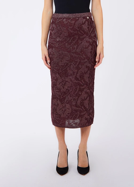 Longuette knit skirt with lace stitch LIU JO JEANS FASHION