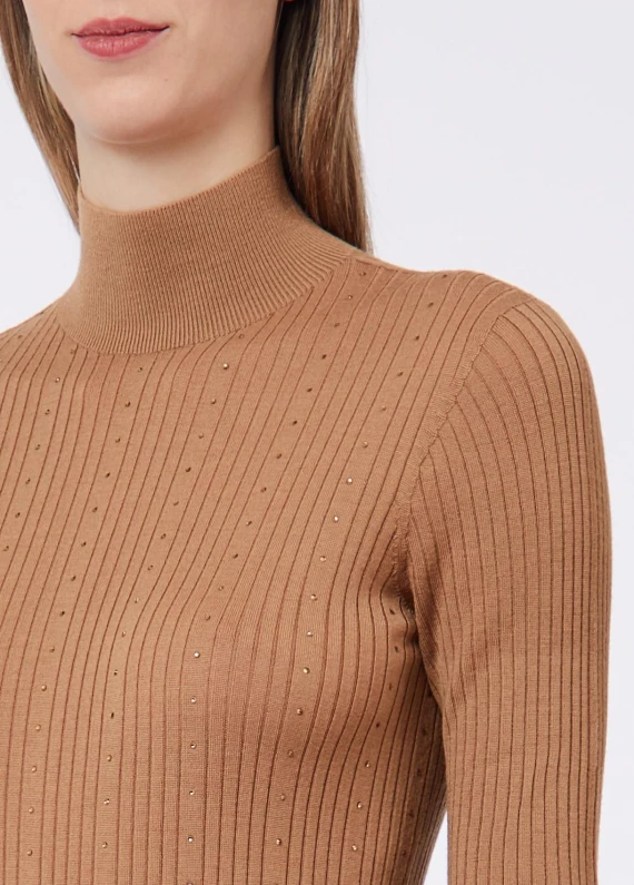 Camel wool sweater with rhinestones Liu Jo