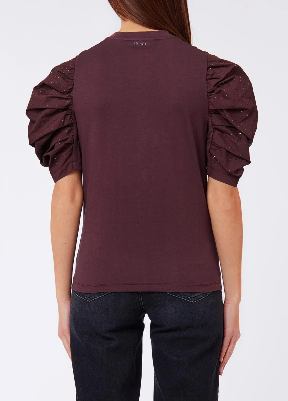 Bordeaux puff-sleeve T-shirt Liu Jo
