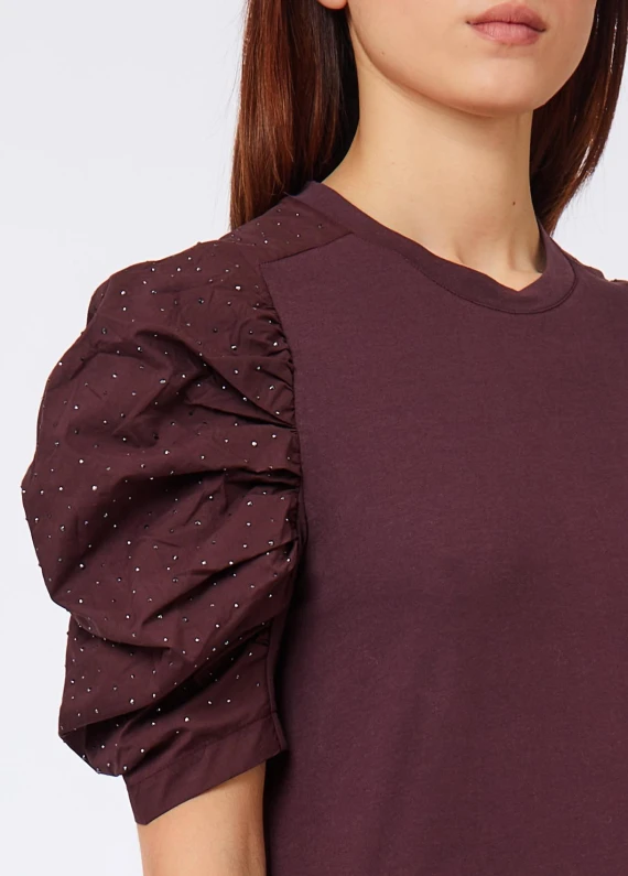 Bordeaux puff-sleeve T-shirt Liu Jo