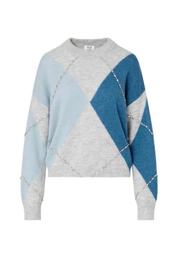 ARGYLE CLOSED-KNIT SWEATER, M/L LIU JO JEANS FASHION
