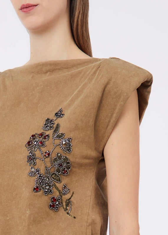 Beige asymmetrical cotton top Liu Jo