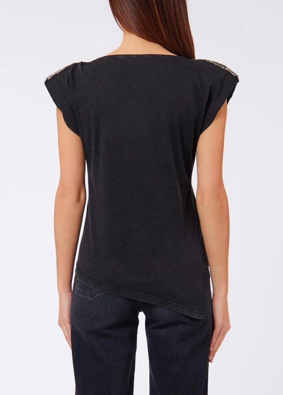 Top asimmetrico in cotone grigio Liu Jo