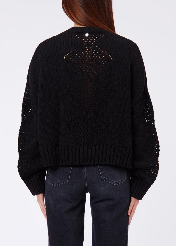 Black openwork sweater with beads Liu Jo