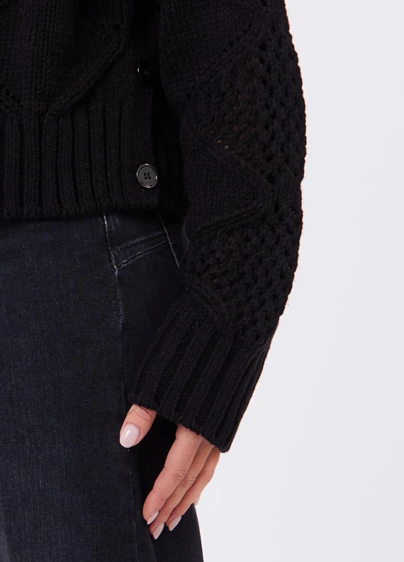 Black openwork sweater with beads Liu Jo