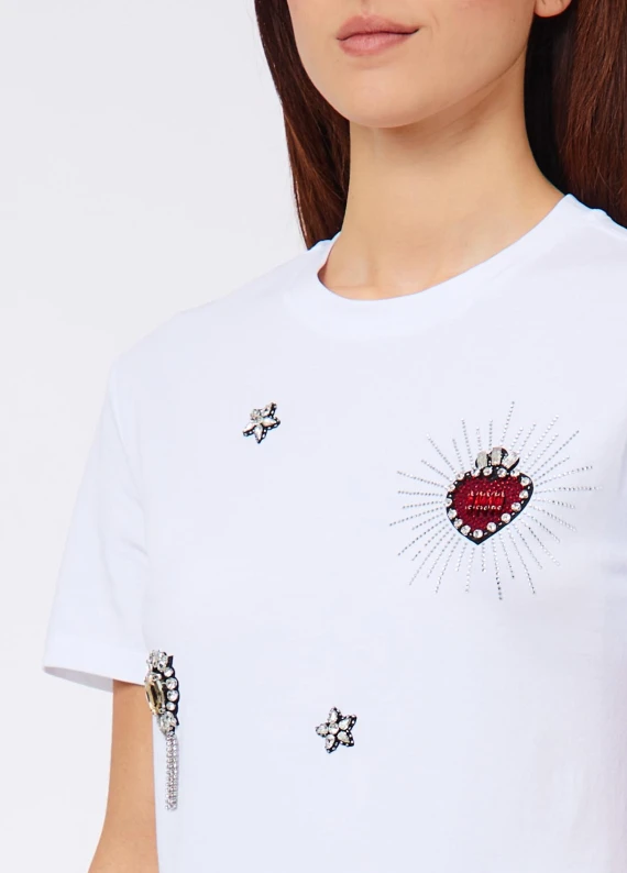 T-shirt in cotone bianco Liu Jo