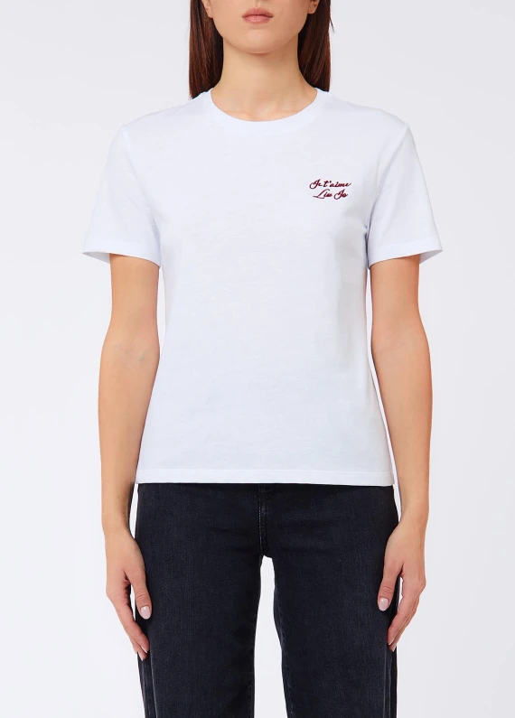 Slim-fit cotton jersey T-shirt with je t'aime print LIU JO JEANS FASHION