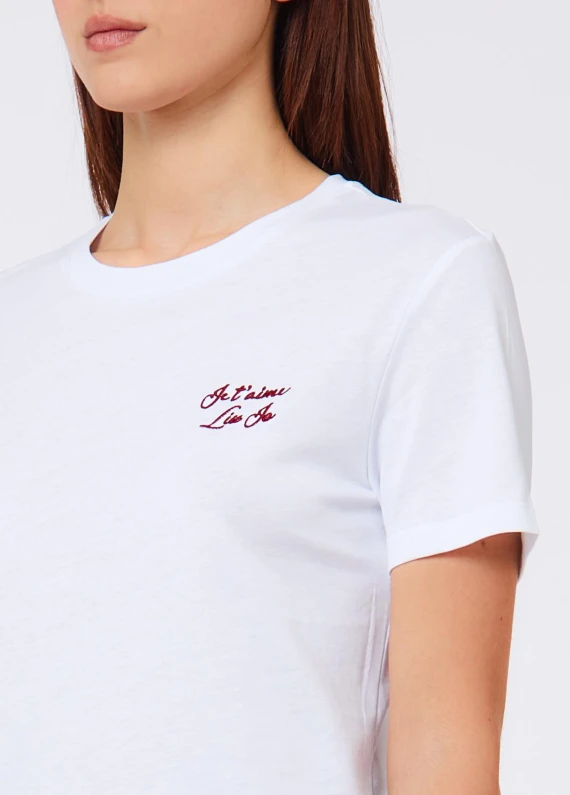 Slim-fit cotton jersey T-shirt with je t'aime print Liu Jo