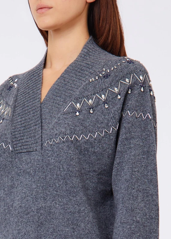 Grey wool knit mini dress LIU JO JEANS FASHION