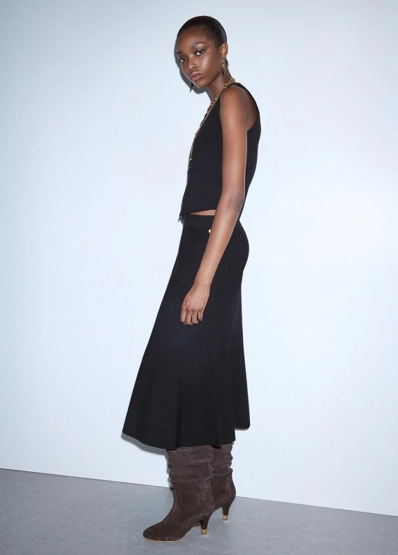 Black flared knit midi skirt LIU JO JEANS FASHION