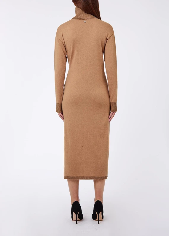 Brown midi knit dress with sash Liu Jo