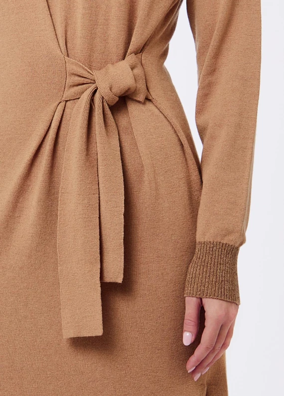 Brown midi knit dress with sash Liu Jo
