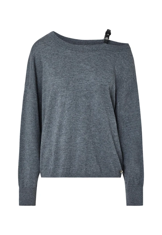 Grey mélange sweater with buckle LIU JO JEANS FASHION