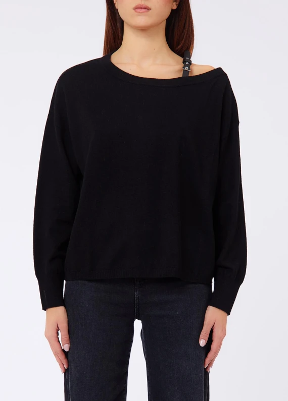 Black sweater with buckle LIU JO JEANS FASHION