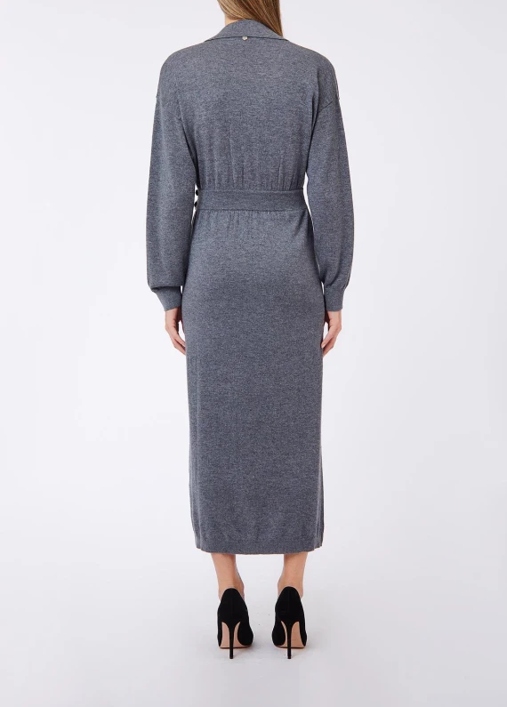 Grey mélange midi knit dress LIU JO JEANS FASHION