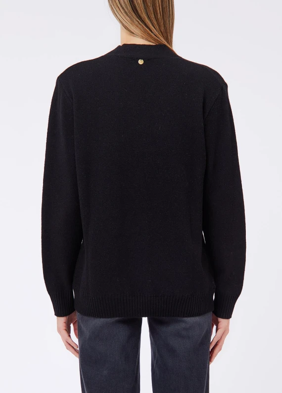 Cardigan in lana nero foderato Liu Jo