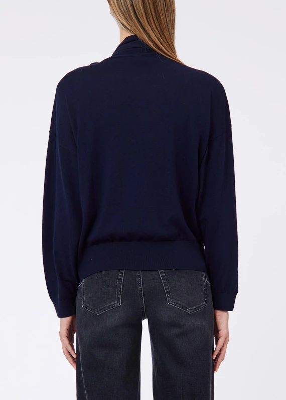 High-neck viscose top in dark navy Liu Jo
