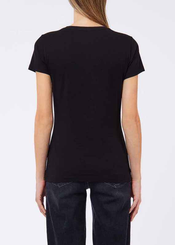 Black cotton V-neck T-shirt Liu Jo