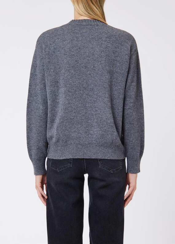 Grey jacquard wool sweater LIU JO JEANS FASHION