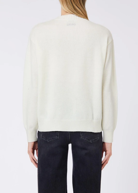 Maglione in lana bianco con portafortuna Liu Jo