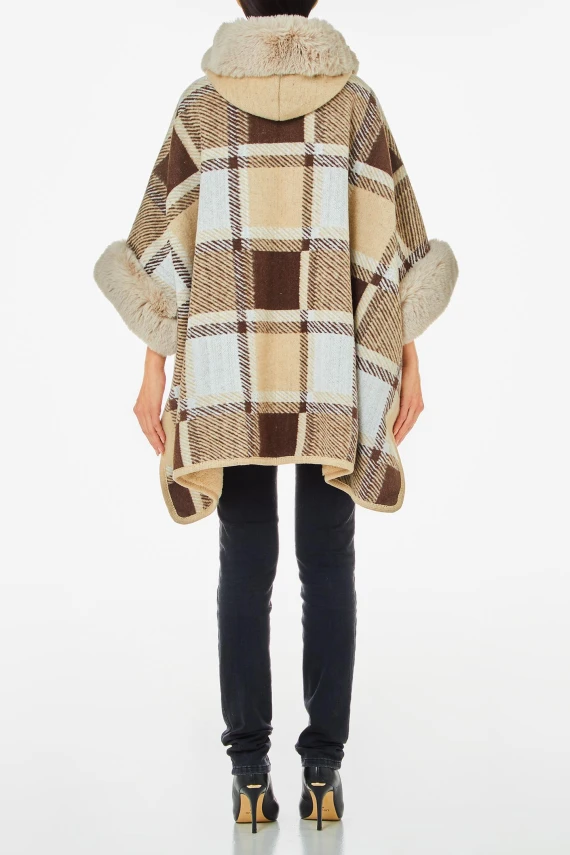 PONCHO CHECK CON FAKE FUR