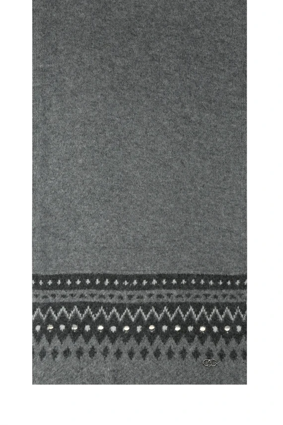Sciarpa jacquard antracite con borchie