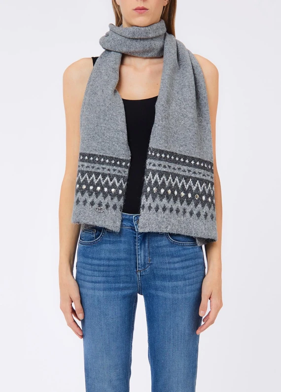 Sciarpa jacquard antracite con borchie LIUJO ACCESSORI