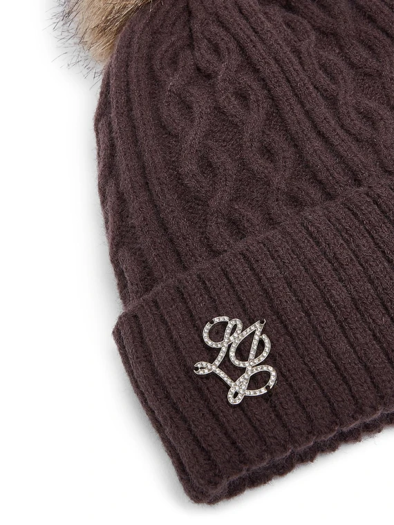 Cappello a cuffia a coste con pompon LIUJO ACCESSORI