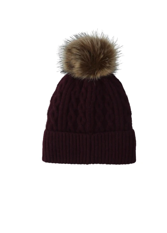 Cappellino a maglia rosso scuro con ponpon LIUJO ACCESSORI