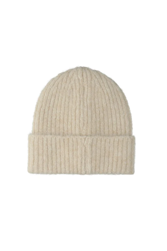 Cappello a cuffia beige a coste