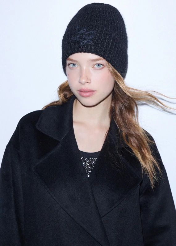 Cappello a cuffia Cornelly nero a coste