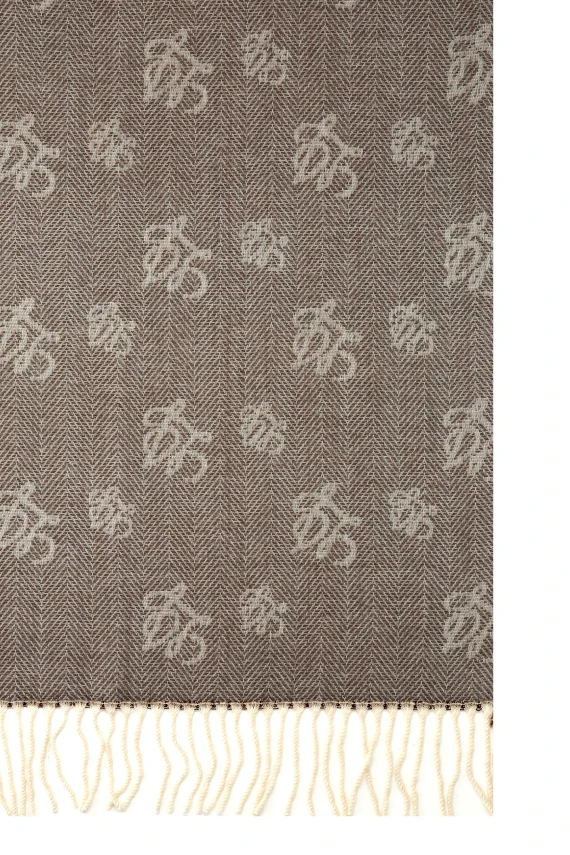 Stola jacquard marrone chiaro/beige con logo
