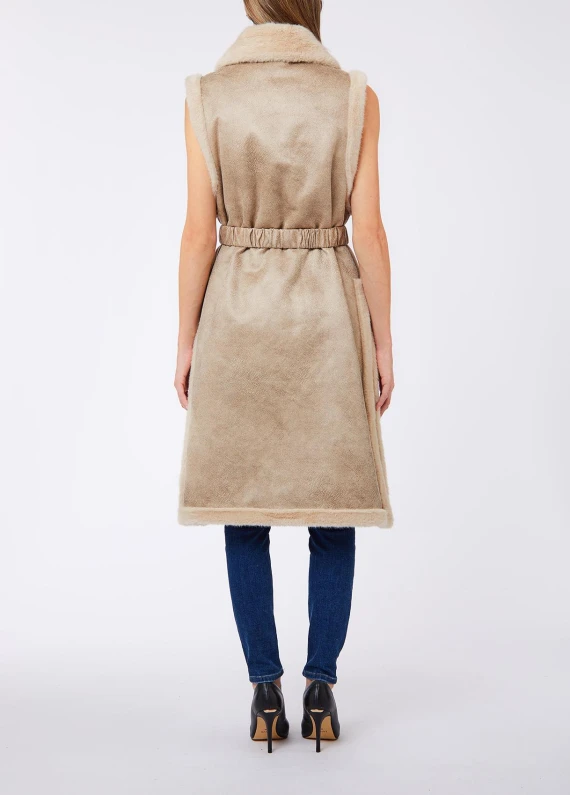 Gilet lungo beige chiaro effetto montone LIUJO ACCESSORI