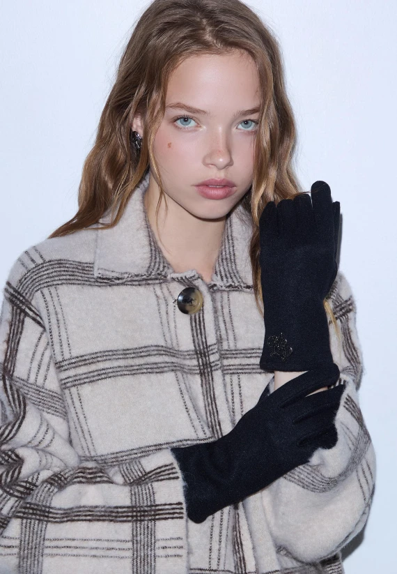 Black melange fabric gloves LIUJO ACCESSORI