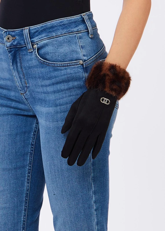 Printed gloves with faux fur cuff LIUJO ACCESSORI