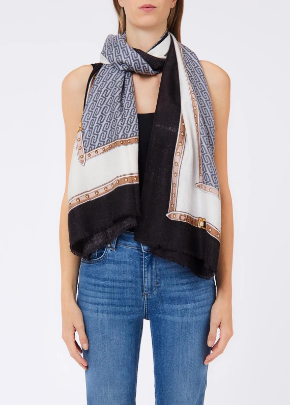 Stola nera con borchie LIUJO ACCESSORI