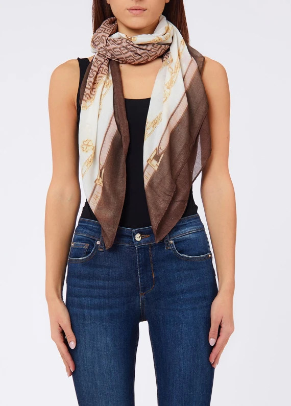 Foulard quadrato Charmy bianco rosa LIUJO ACCESSORI