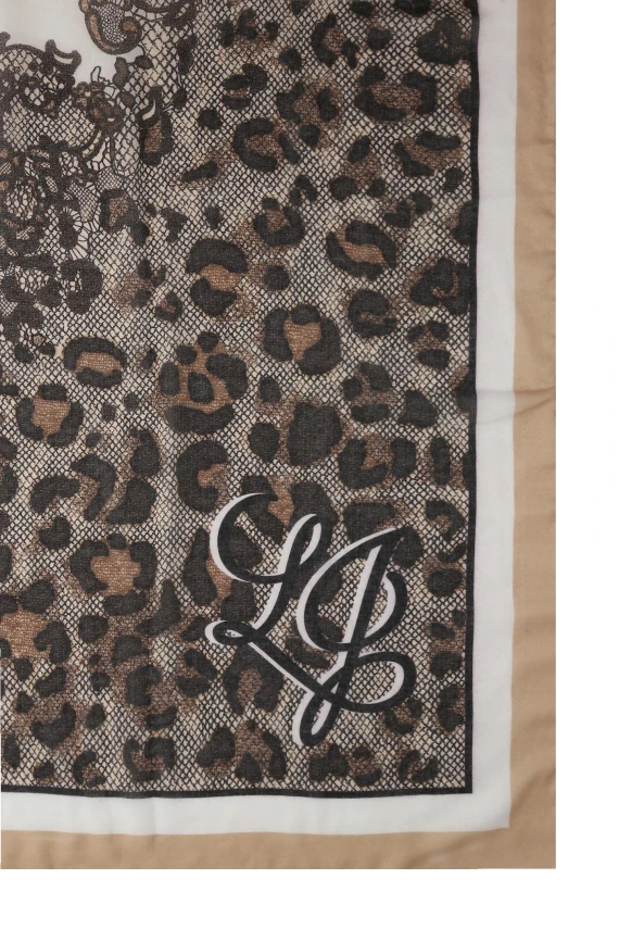 Foulard leopardato marrone scuro